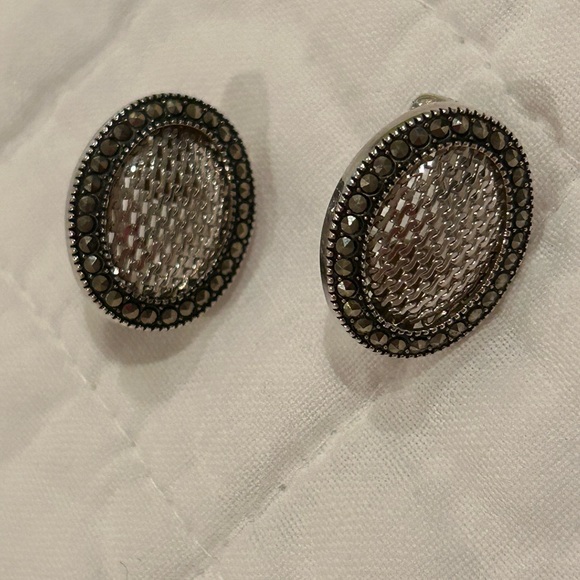 Judith Jack Sterling Silver and Marcasite Earrings - Picture 1 of 4